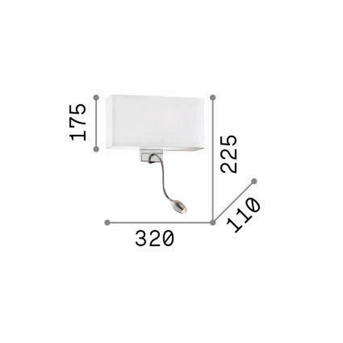 WANDLEUCHTE 32/11/22,5 cm   - Chromfarben/Beige, Basics, Textil/Metall (32/11/22,5cm) - Ideal Lux
