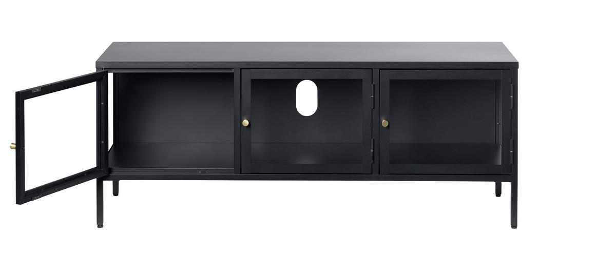 MEDIABÄNK svart  110/140/40 cm  - svart/guldfärgad, Trend, metall (110/140/40cm) - Xora