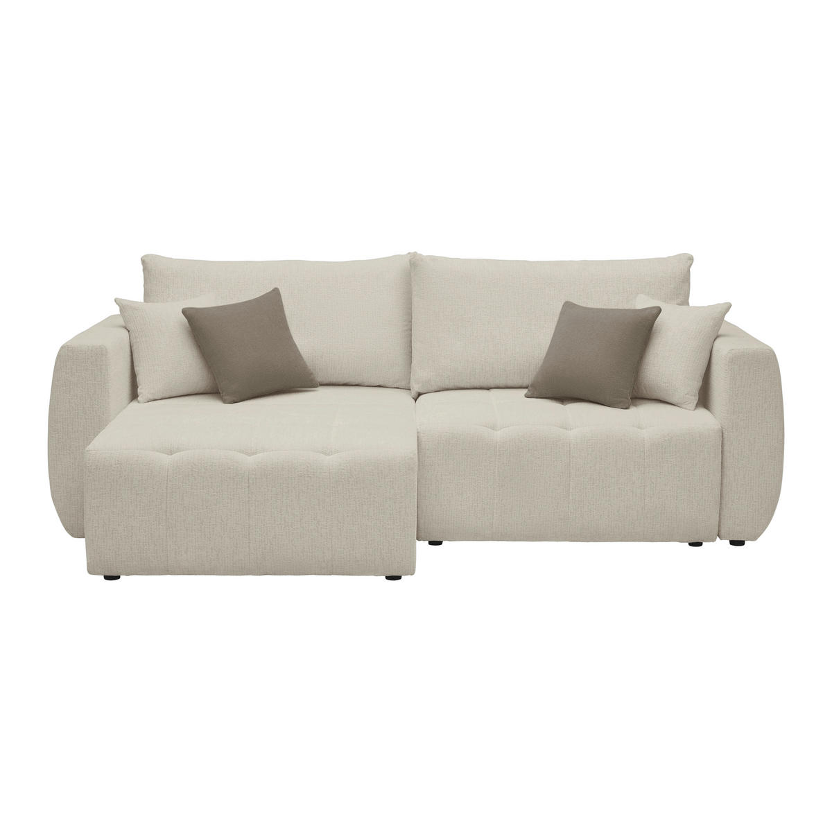 SCHLAFSOFA in Chenille, Jacquard Cappuccino  - Taupe/Schwarz, Kunststoff/Textil (245/74-90/104cm) - MID.YOU