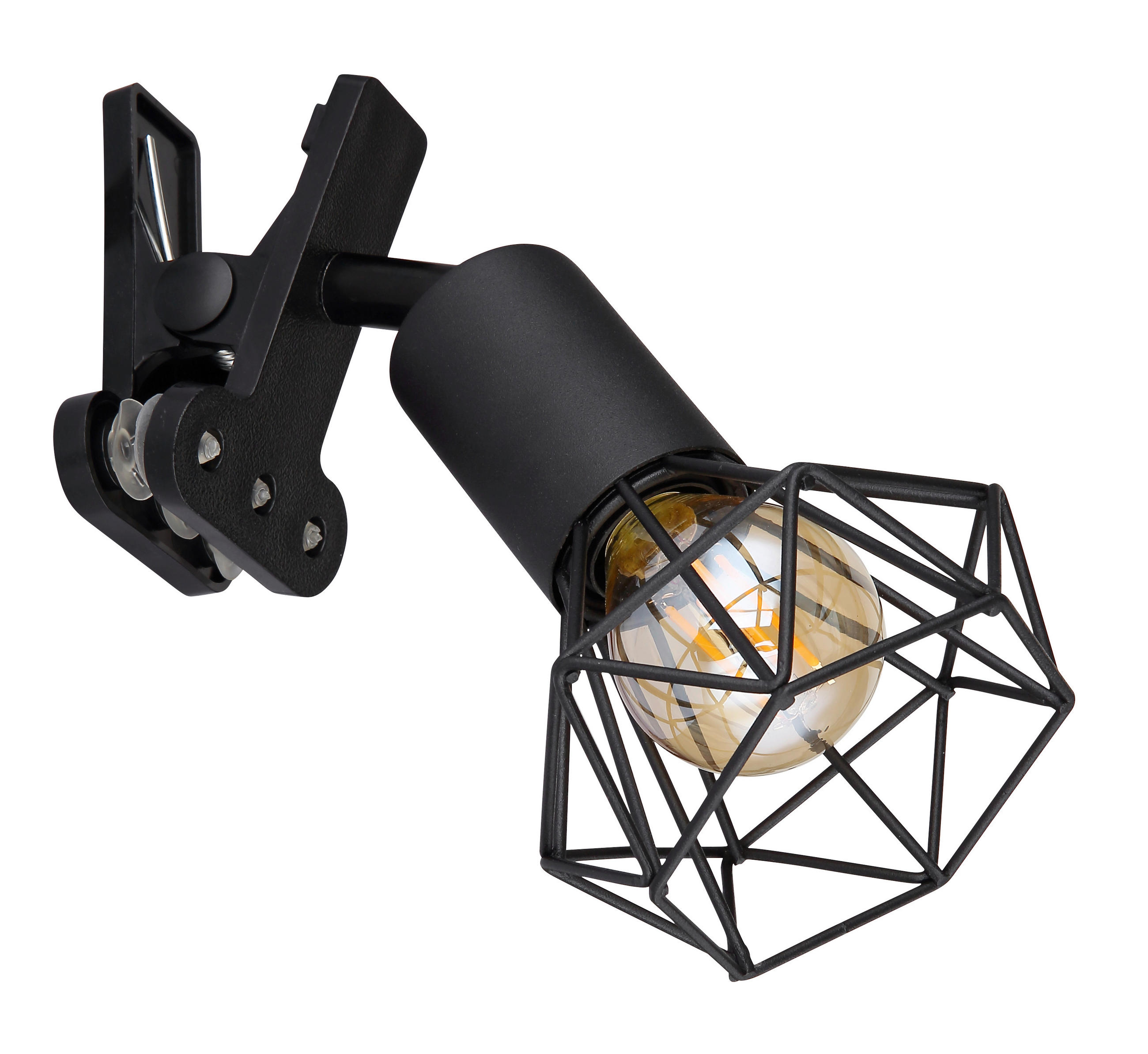 KLEMMLEUCHTE 13/9.2/18.8 cm  - Schwarz, Basics, Kunststoff/Metall (13/9.2/18.8cm) - Globo