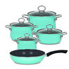 KOCHTOPFSET Nouvelle 5-teilig  - Klar/Blau, Basics, Glas/Metall - Riess