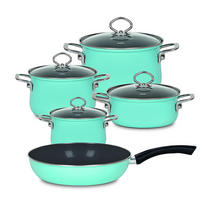 KOCHTOPFSET Nouvelle 5-teilig  - Klar/Blau, Basics, Glas/Metall - Riess