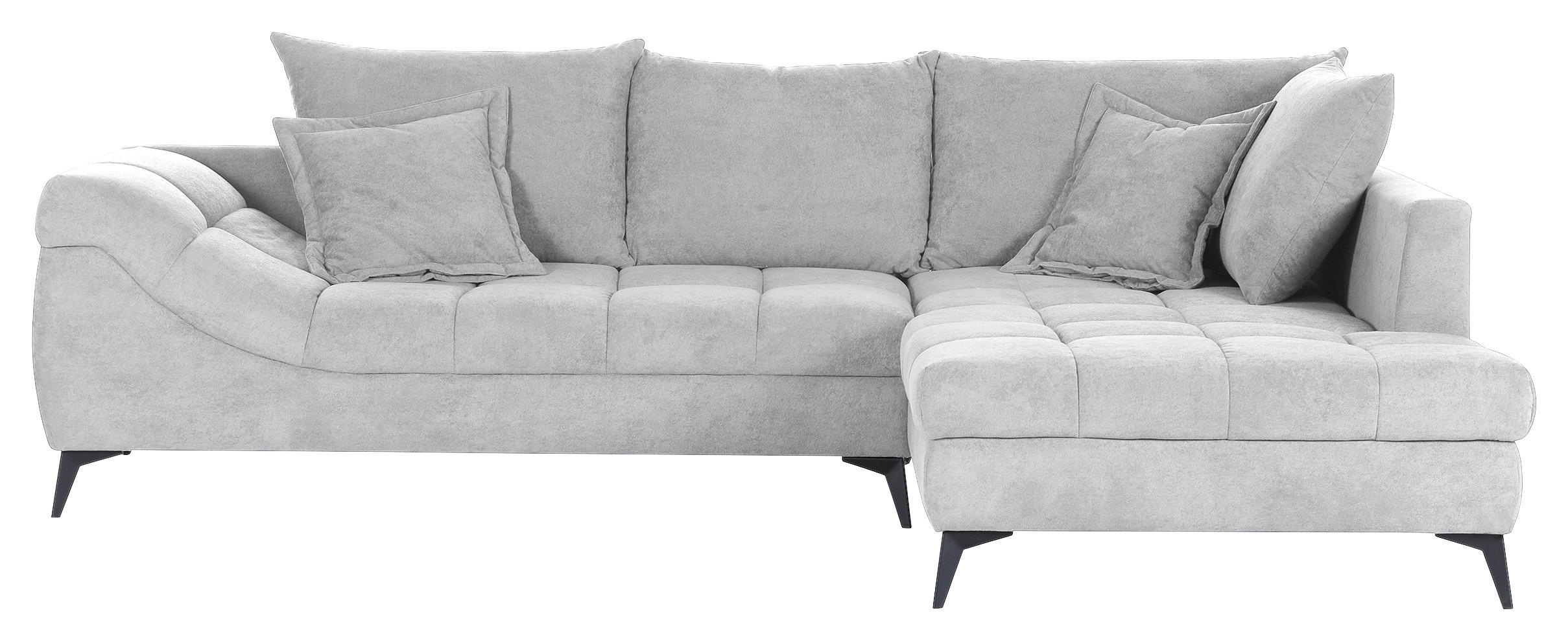 ECKSOFA Grauweiß Flachgewebe  - Grauweiß/Schwarz, Design, Textil/Metall (307/224cm) - Stylife