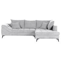 ECKSOFA in Flachgewebe Grauweiß  307/224 cm  - Grauweiß/Schwarz, Design, Textil/Metall (307/224cm) - Stylife