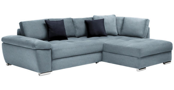 ECKSOFA in Webstoff Hellblau  - Chromfarben/Silberfarben, Design, Kunststoff/Textil (276/212cm) - Carryhome