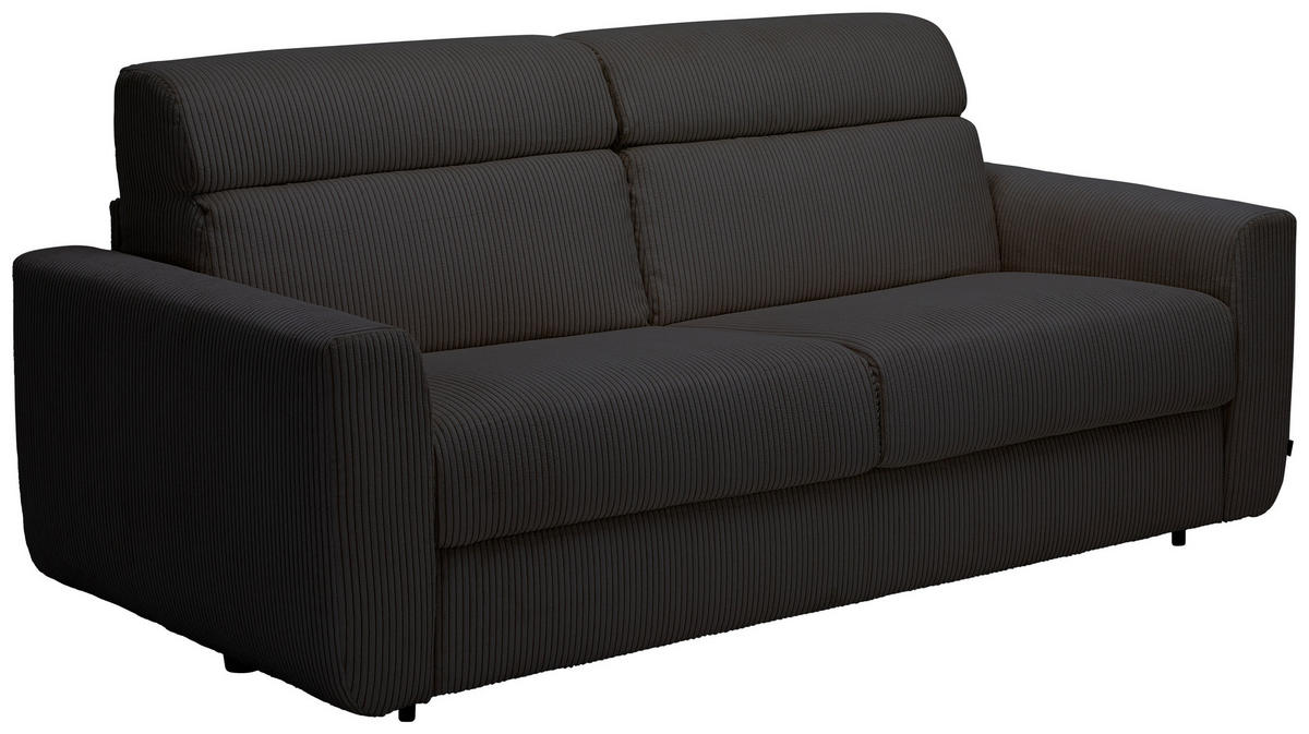 SCHLAFSOFA Cord Dunkelgrau  - Dunkelgrau/Schwarz, Design, Kunststoff/Textil (200/84/98cm) - Novel