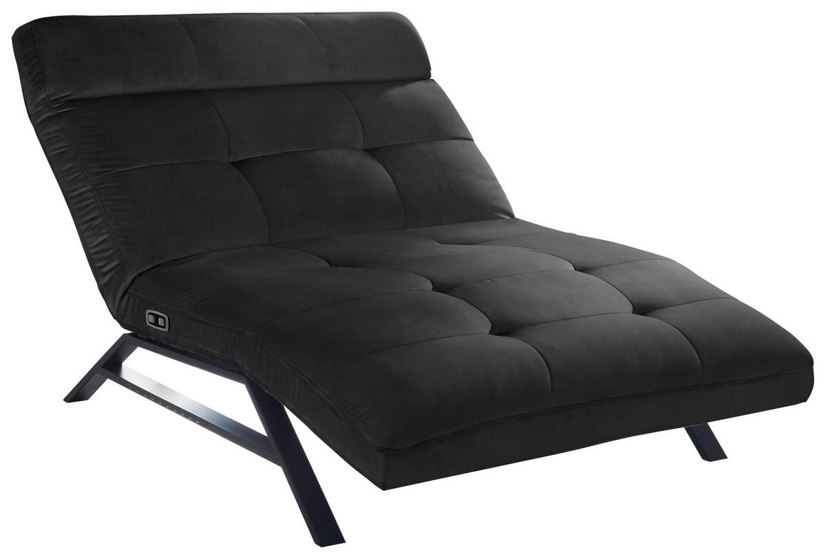 RELAXLIEGE in Mikrofaser Schwarz  - Schwarz, Design, Textil/Metall (120/54-113/158-198cm) - Pure Home Lifestyle