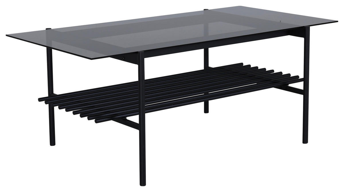 COUCHTISCH in Metall, Glas 120/60/48 cm  - Schwarz, Design, Glas/Metall (120/60/48cm) - Livetastic