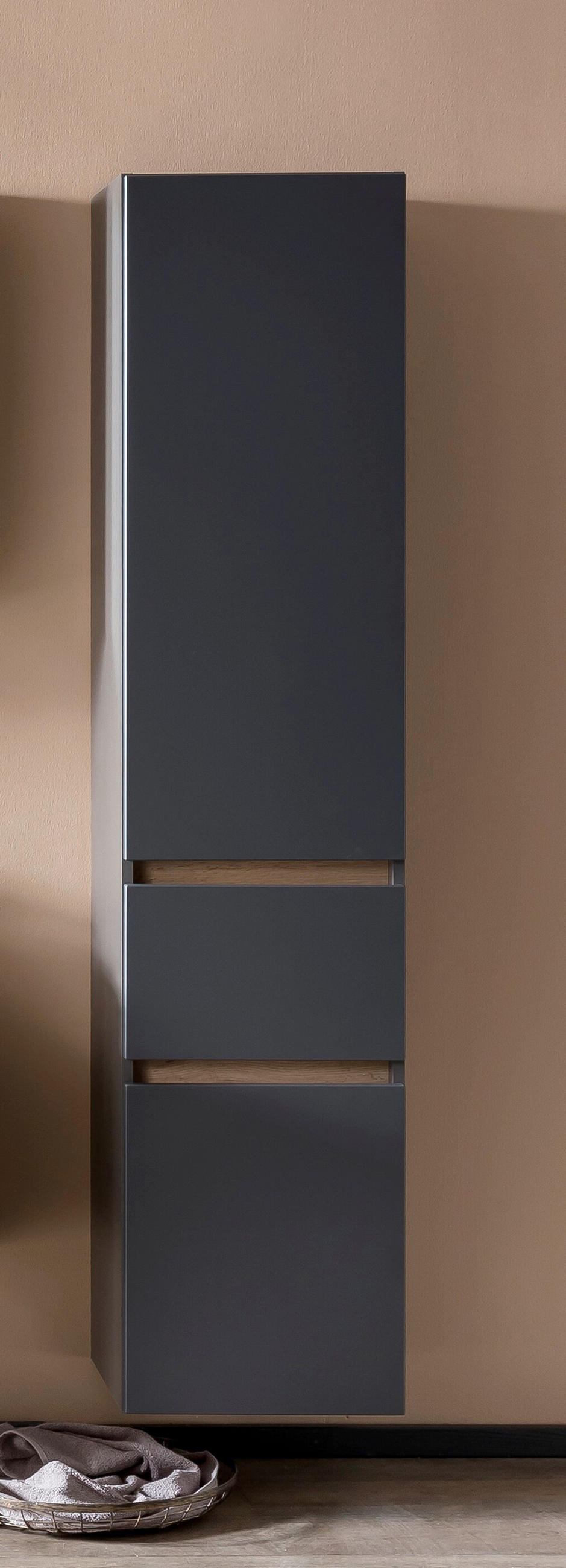 HOCHSCHRANK 40/180/35 cm  - Silberfarben/Graphitfarben, Natur, Holzwerkstoff (40/180/35cm) - Xora