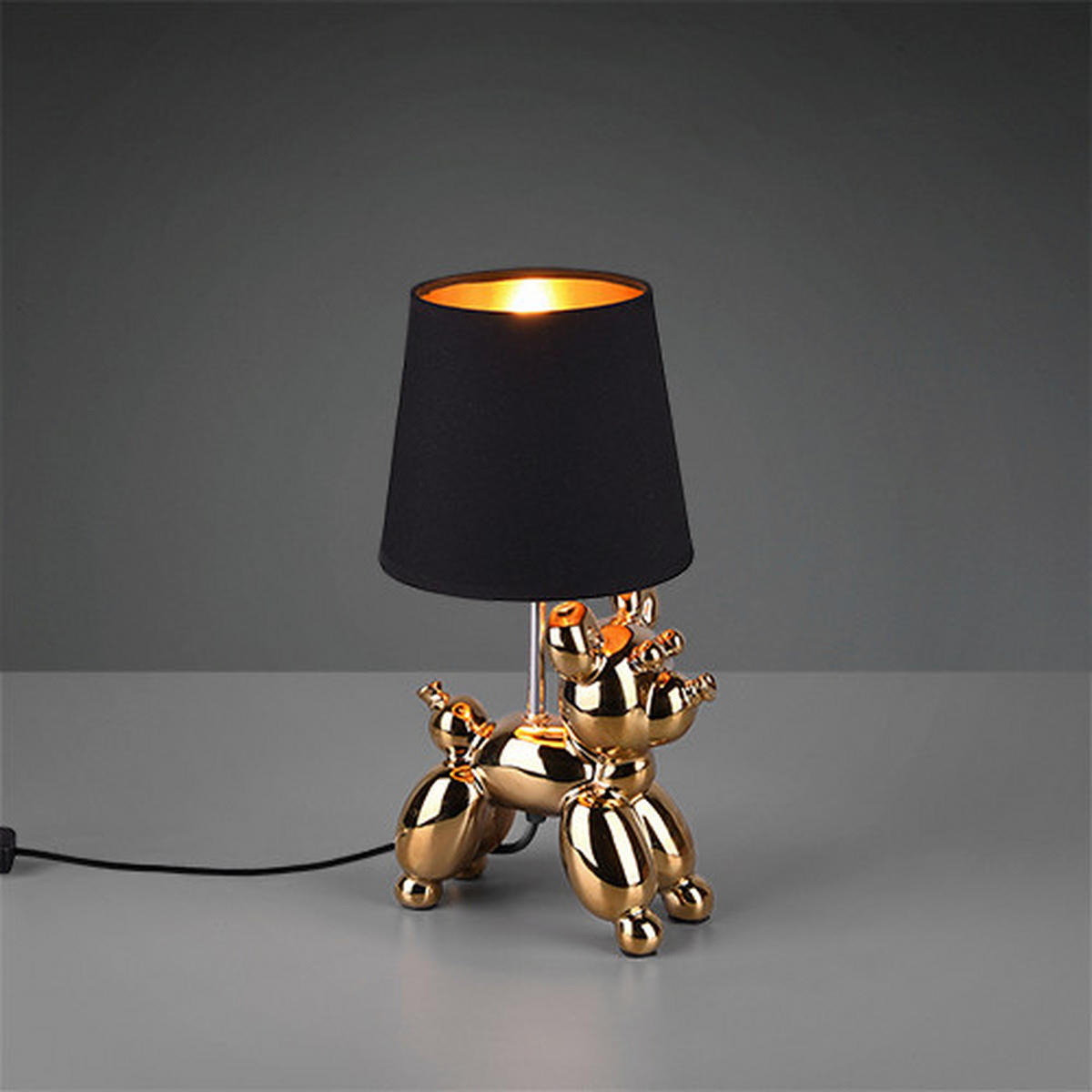 TISCHLEUCHTE - Goldfarben/Schwarz, Lifestyle, Keramik/Textil (17/16/33cm)