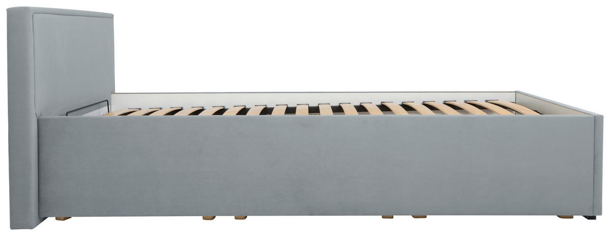 KÁRPITOZOTT ÁGY 90/200 cm  szürke  - króm/szürke, Modern, textil/fa (90/200cm) - MID.YOU
