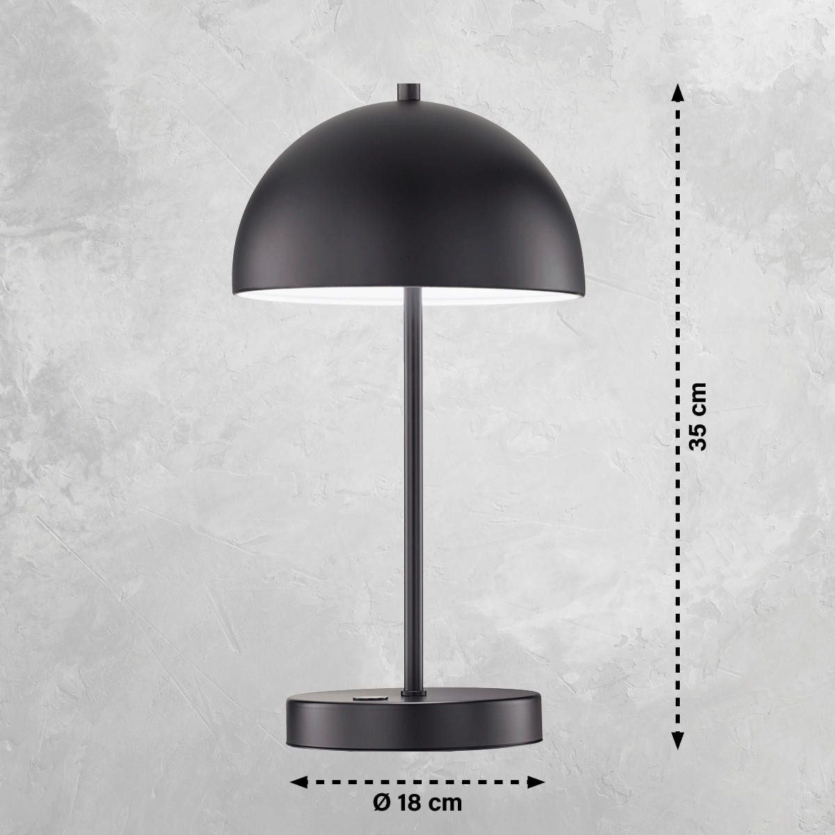 AKKU-TISCHLEUCHTE Kia 18/35 cm  - Schwarz/Weiß, Design, Metall (18/35cm) - Schöner Wohnen