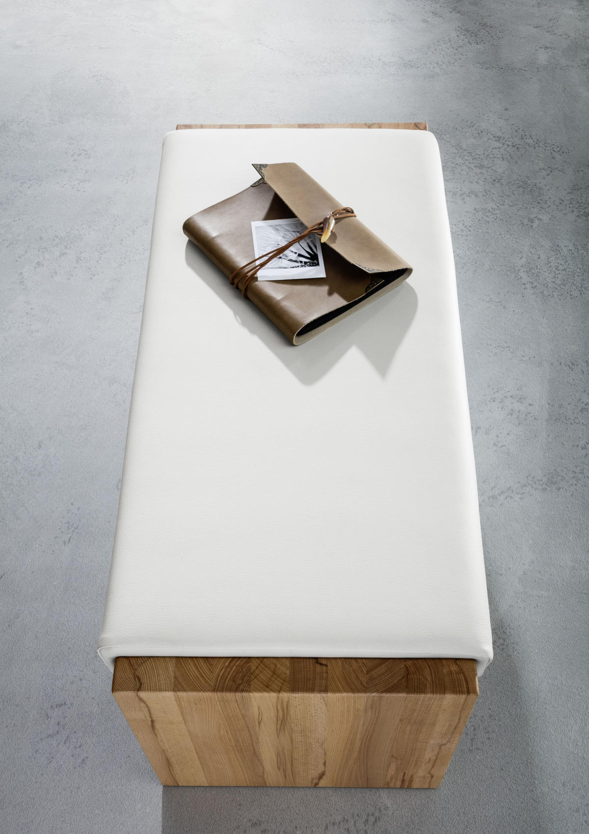 GARDEROBENBANK  in 88/44/42 cm  - Buchefarben/Weiß, MODERN, Leder/Holz (88/44/42cm) - Linea Natura