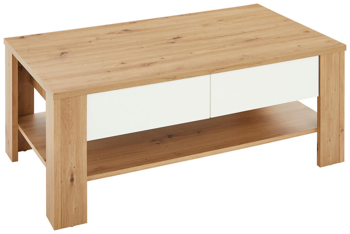 COUCHTISCH 111/65/44,5 cm rechteckig Eiche Artisan  - Weiß/Eiche Artisan, Design, Holzwerkstoff (111/65/44,5cm) - Carryhome