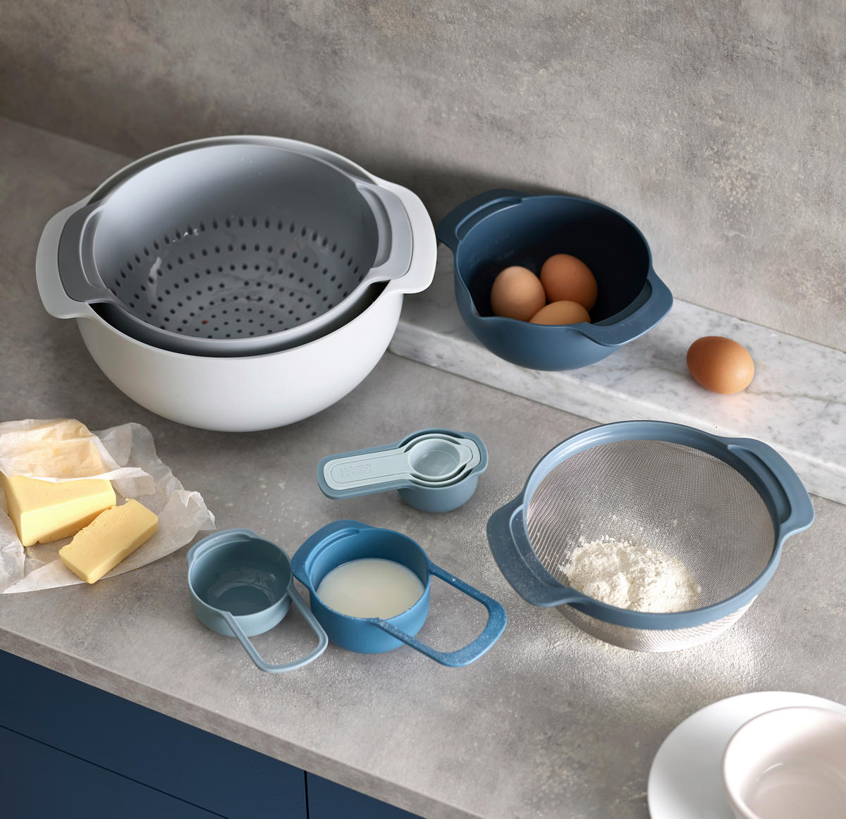 SCHÜSSELSET Nest 9-teilig  - Pastellblau, Basics, Kunststoff - Joseph Joseph