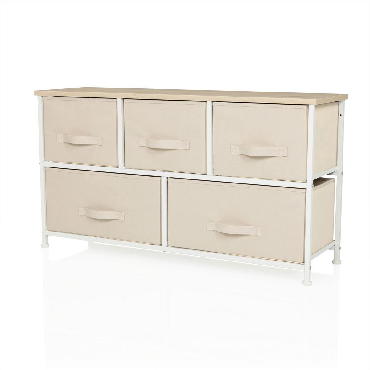 KOMMODE  in 100/55/30 cm  - Beige/Weiß, MODERN, Kunststoff/Textil (100/55/30cm) - MID.YOU