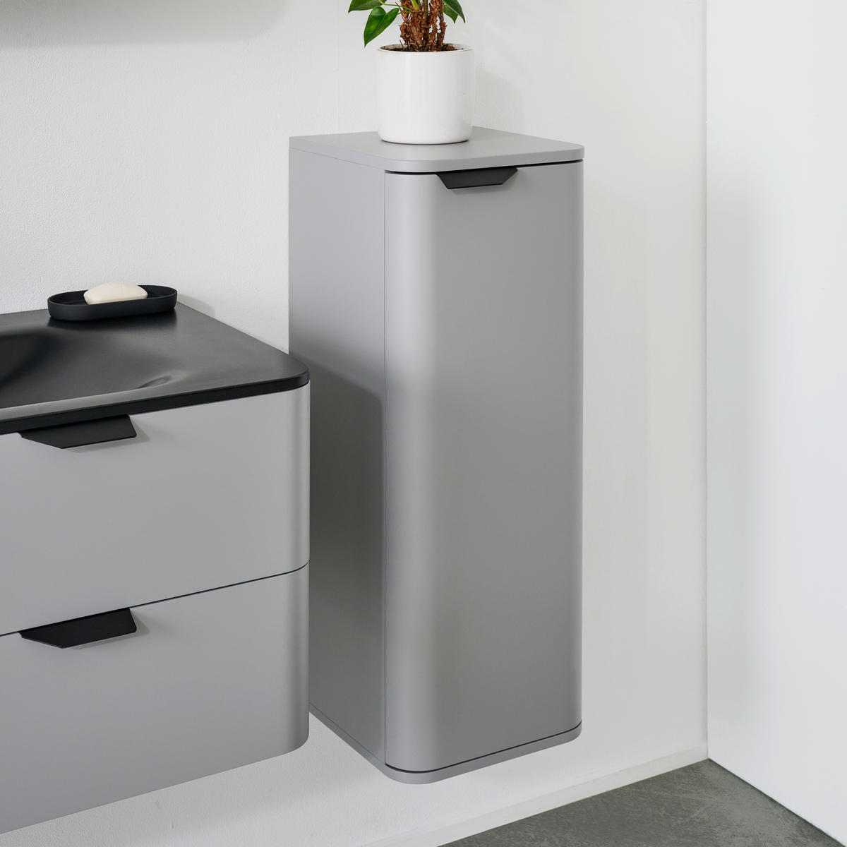 SEITENSCHRANK 33/87/35 cm  - Schwarz/Grau, Design, Holzwerkstoff/Metall (33/87/35cm) - home24
