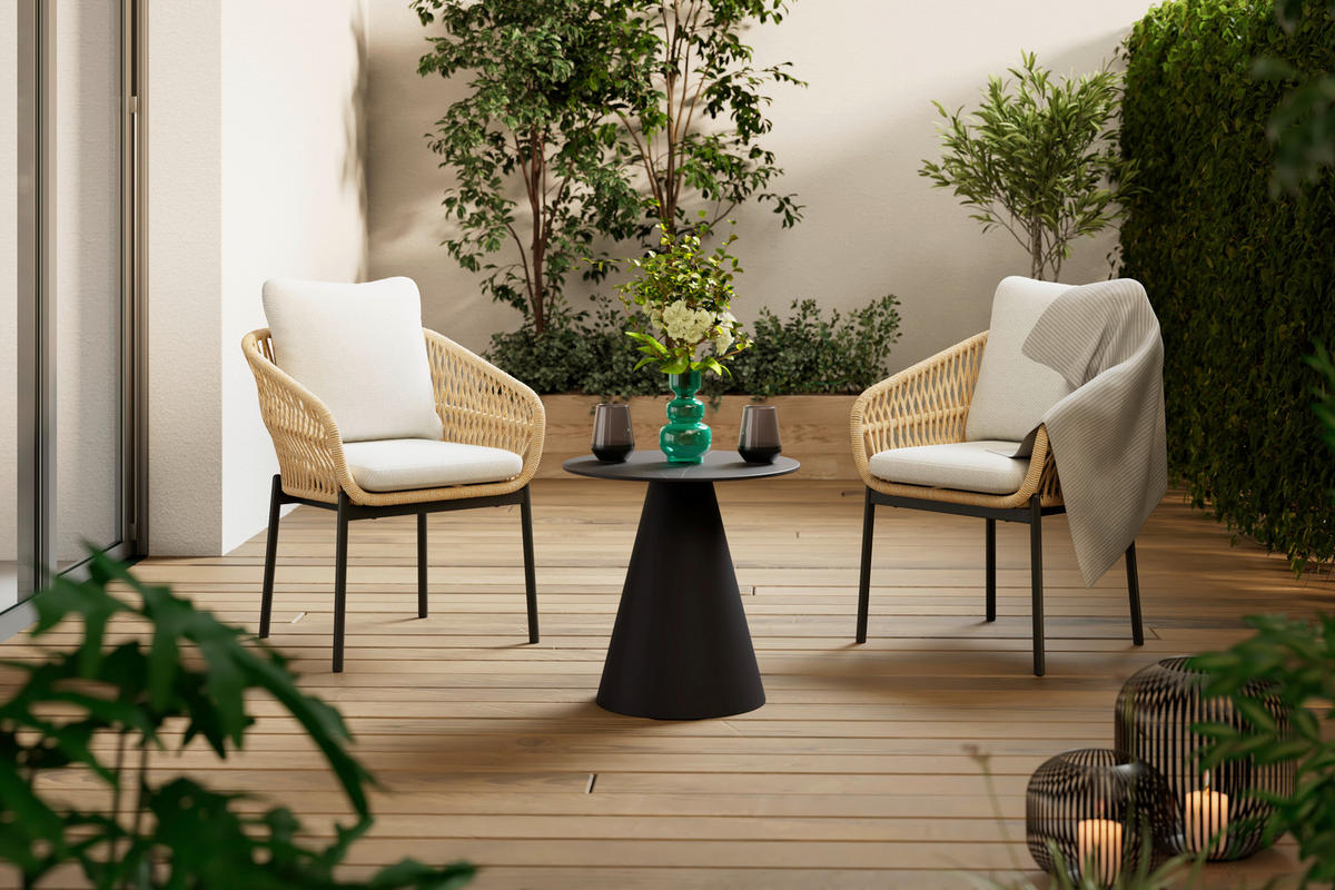 GARTENSTUHL Aluminium Anthrazit, Naturfarben, Hellgrau  - Anthrazit/Hellgrau, Basics, Kunststoff/Textil (63/80/61cm) - Ambia Garden