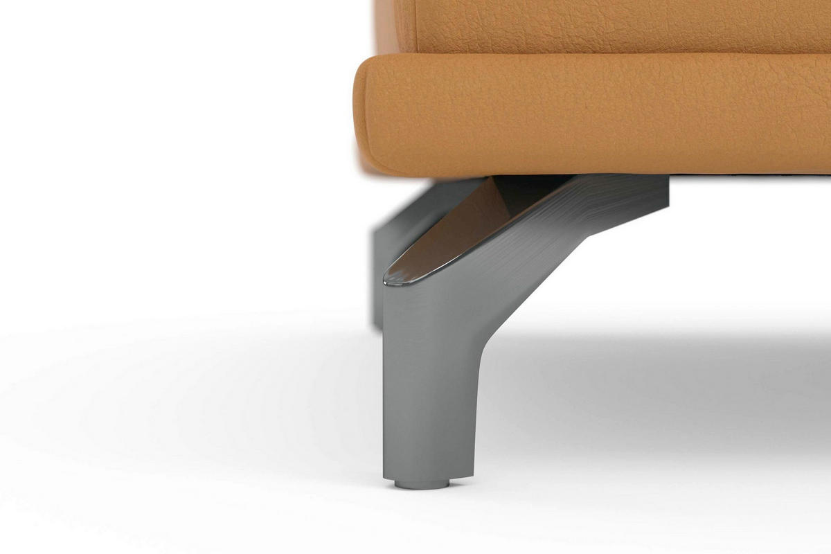 HOCKER COSTELLO E Echtleder Currygelb  - Currygelb/Schwarz, Basics, Leder/Metall (133/47/72cm) - Sit & More