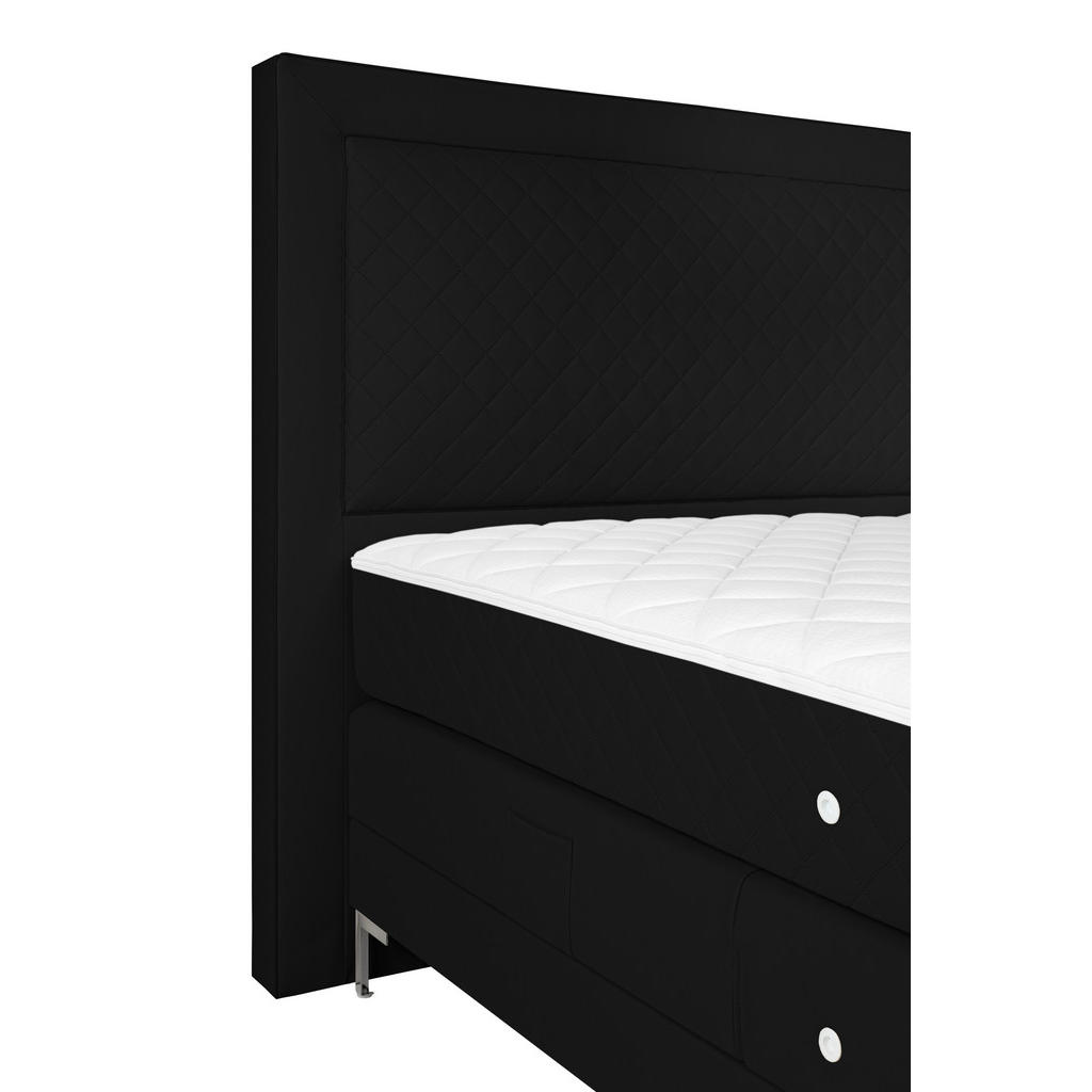 Thumbnail - Welnova Boxspringbett, Schwarz, Textil, H4 + H5, 7-Zonen, Höhe ca. 21 cm, 160x200 cm, gepolstertes Kopfteil, in verschie...