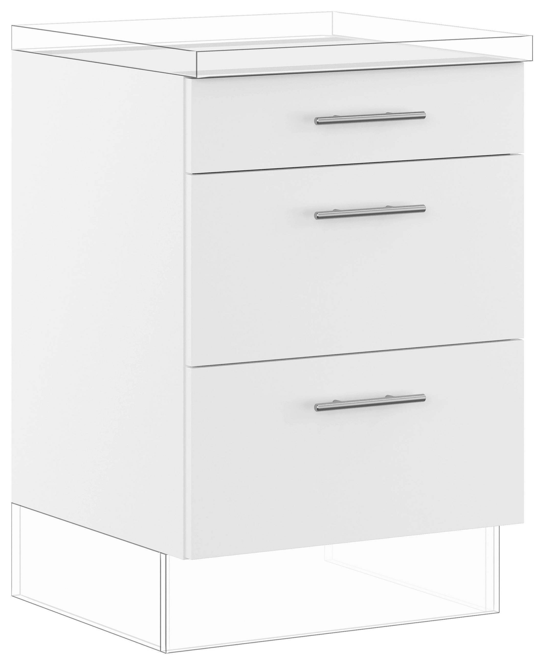 SCHUBKASTENUNTERSCHRANK 60/87,8/57,6 cm  in Weiß  - Edelstahlfarben/Weiß, Basics, Holzwerkstoff/Metall (60/87,8/57,6cm) - Impuls