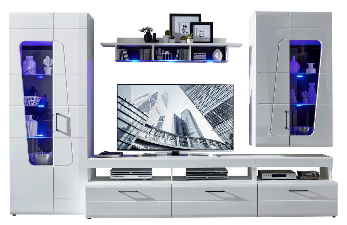 FLEKSIBILNI REGAL ZA SOBU bela   - bela/crna, Moderno, staklo/metal (330/209/47cm) - Hom`in