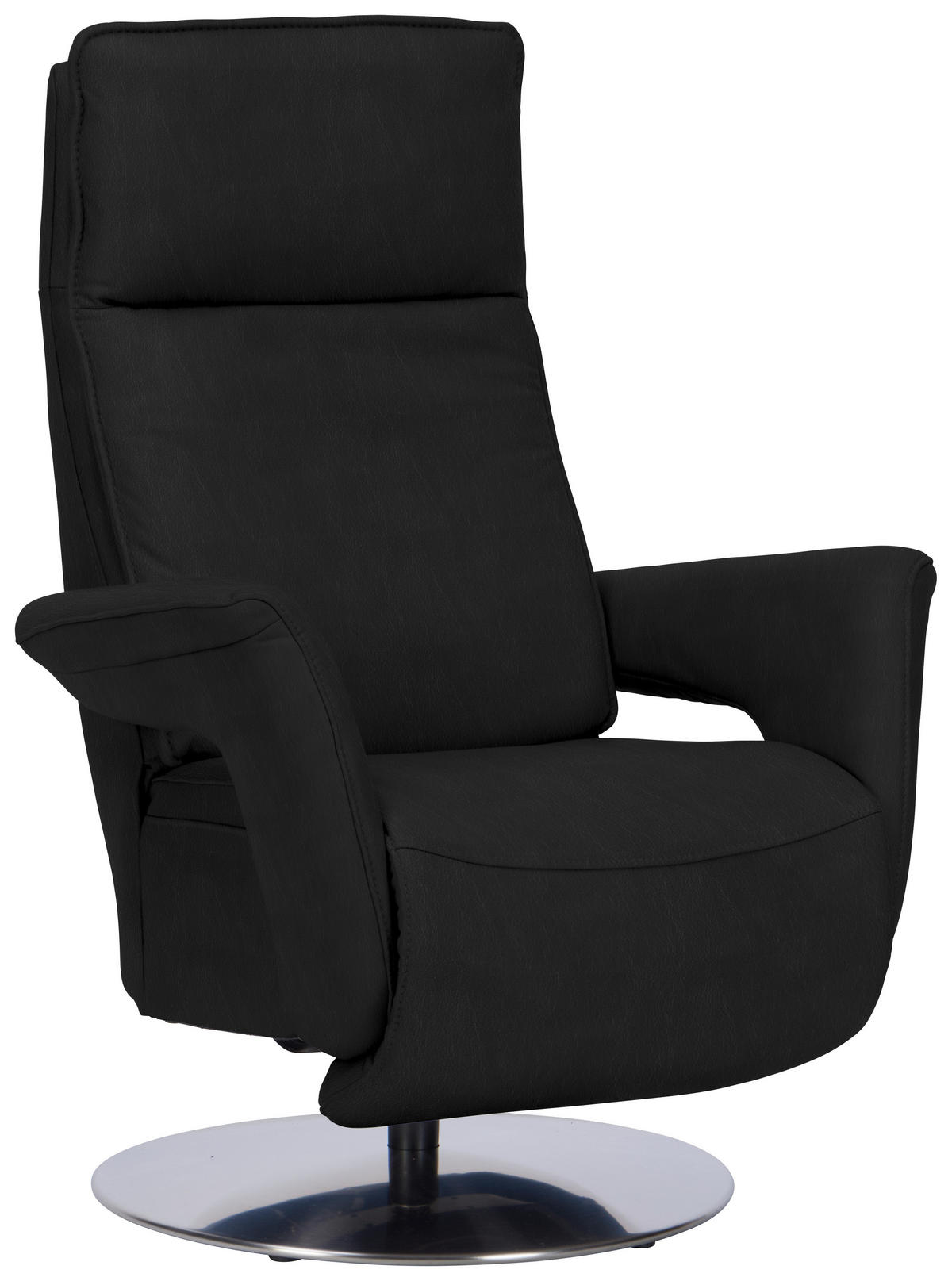 RELAXSESSEL in Leder Schwarz  - Edelstahlfarben/Schwarz, Design, Leder/Metall (83/112/87-174cm) - Valdera