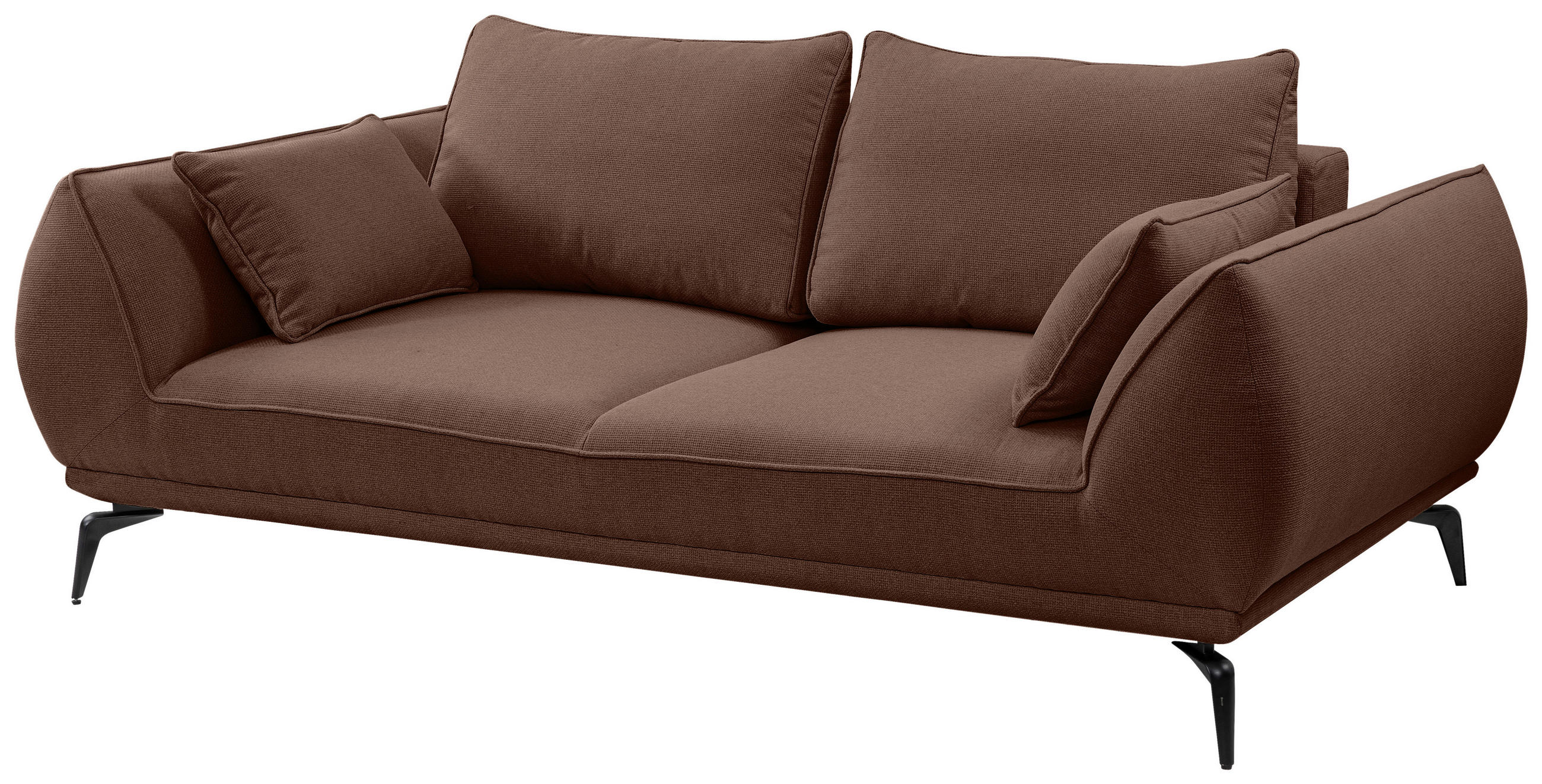 2-SITZER-SOFA in Webstoff Braun  - Schwarz/Braun, MODERN, Textil/Metall (208/86/118cm) - MID.YOU