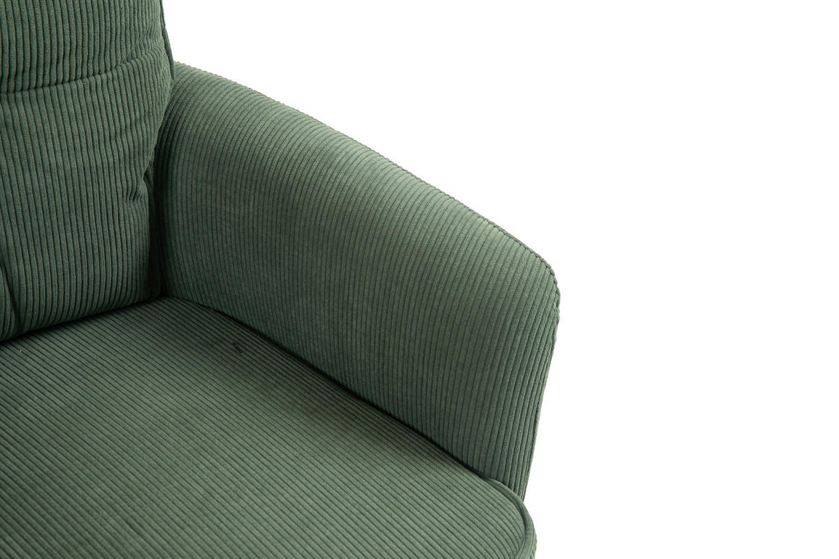 ARMLEHNSTUHL  in Eisen Cord  - Schwarz/Olivgrün, Design, Textil/Metall (60/95/67cm) - Novel