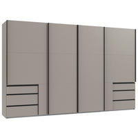 SCHWEBETÜRENSCHRANK 350/216/65 cm 4-türig Grau, Sahara  - Schwarz/Grau, Basics, Holzwerkstoff/Metall (350/216/65cm) - MID.YOU