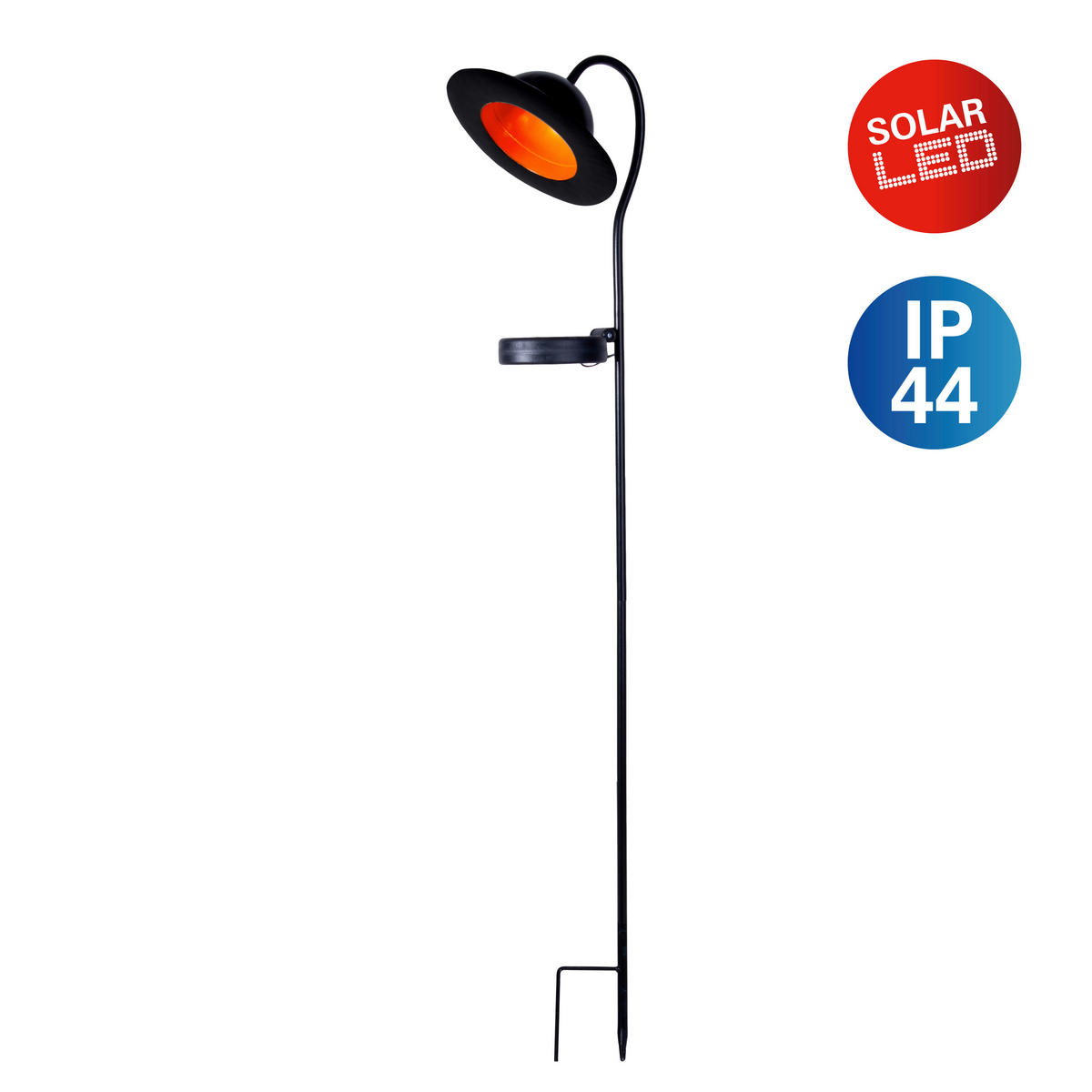 SOLARLEUCHTE Bowler 17 cm/15 cm /86 cm  cm   - Schwarz, Basics, Metall (17 cm/15 cm /86 cm cm) - Näve