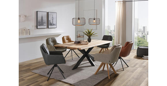 ESSTISCH in Holz, Metall 200/100/75 cm  - Eschefarben/Schwarz, LIFESTYLE, Holz/Metall (200/100/75cm) - Linea Natura