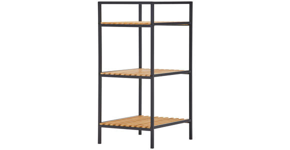 REGAL Braun, Naturfarben, Schwarz  - Schwarz/Braun, Design, Naturmaterialien/Metall (39/70/32,5cm) - Xora