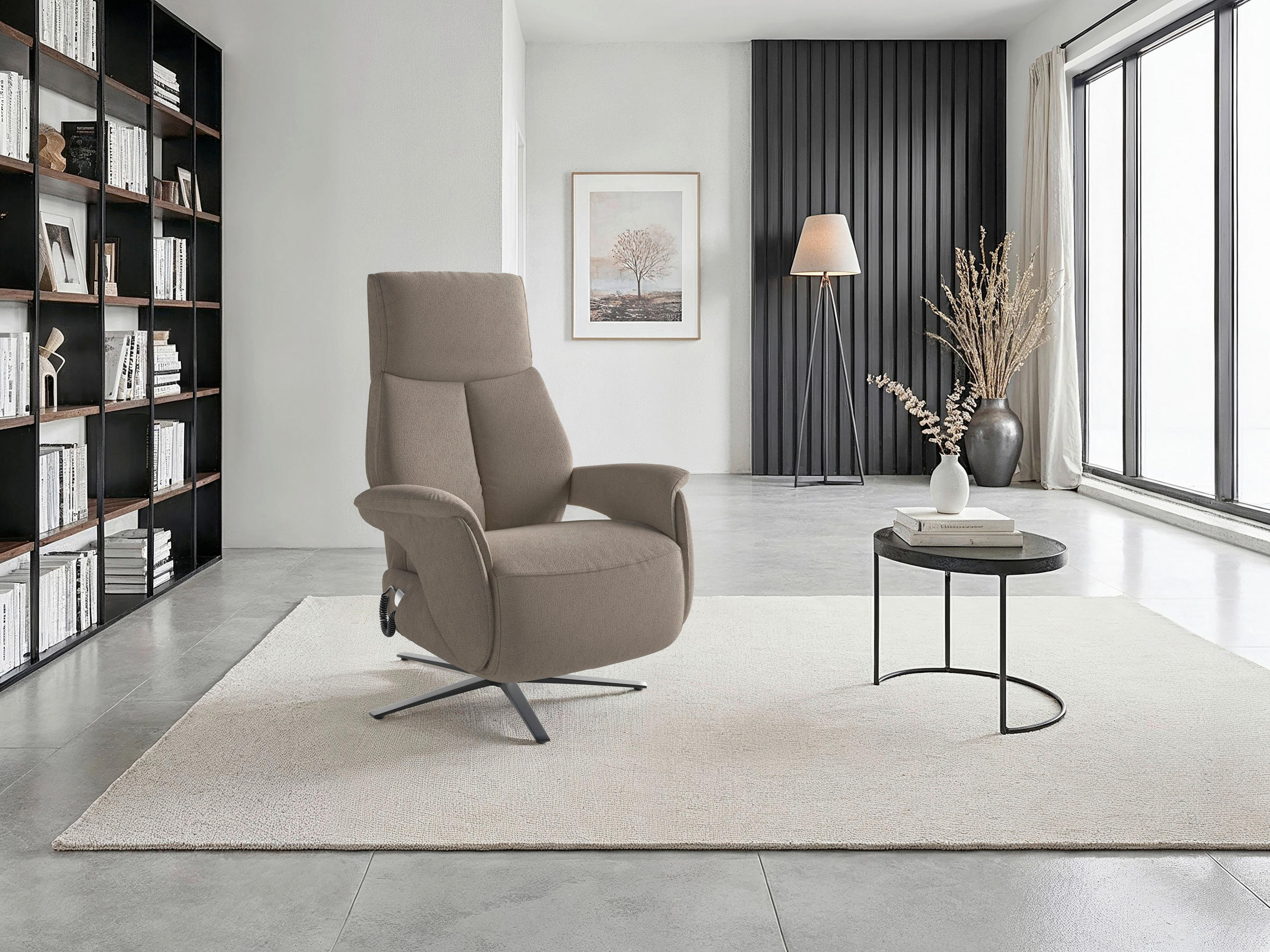Sit & More RELAXAČNÍ KŘESLO, textil, šedohnědá