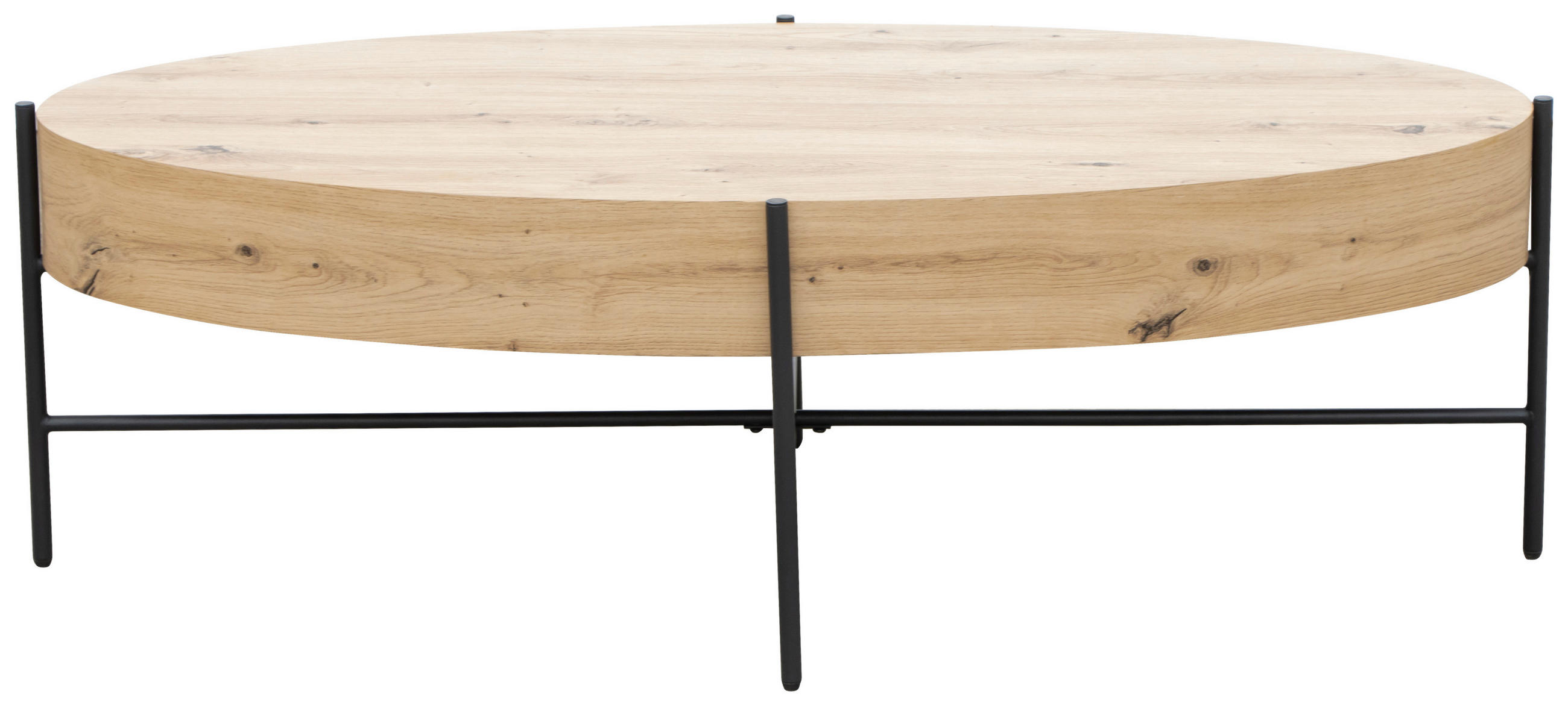 COUCHTISCH 120/60/38 cm oval Schwarz, Eichefarben  - Eichefarben/Schwarz, Design, Holzwerkstoff/Metall (120/60/38cm) - Carryhome