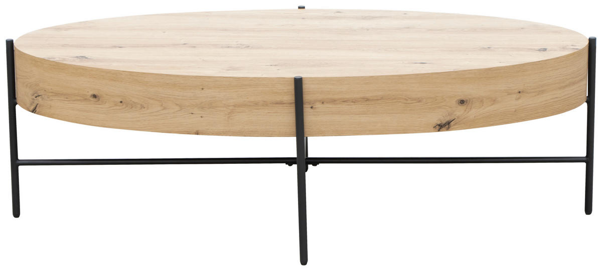 COUCHTISCH 120/60/38 cm oval Schwarz, Eichefarben  - Eichefarben/Schwarz, Design, Holzwerkstoff/Metall (120/60/38cm) - Carryhome
