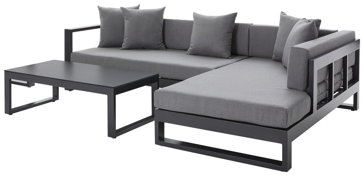 LOUNGEGARNITUR 3-teilig  248/180 cm  Aluminium  - Anthrazit, Design, Glas/Textil (248/180cm) - Amatio