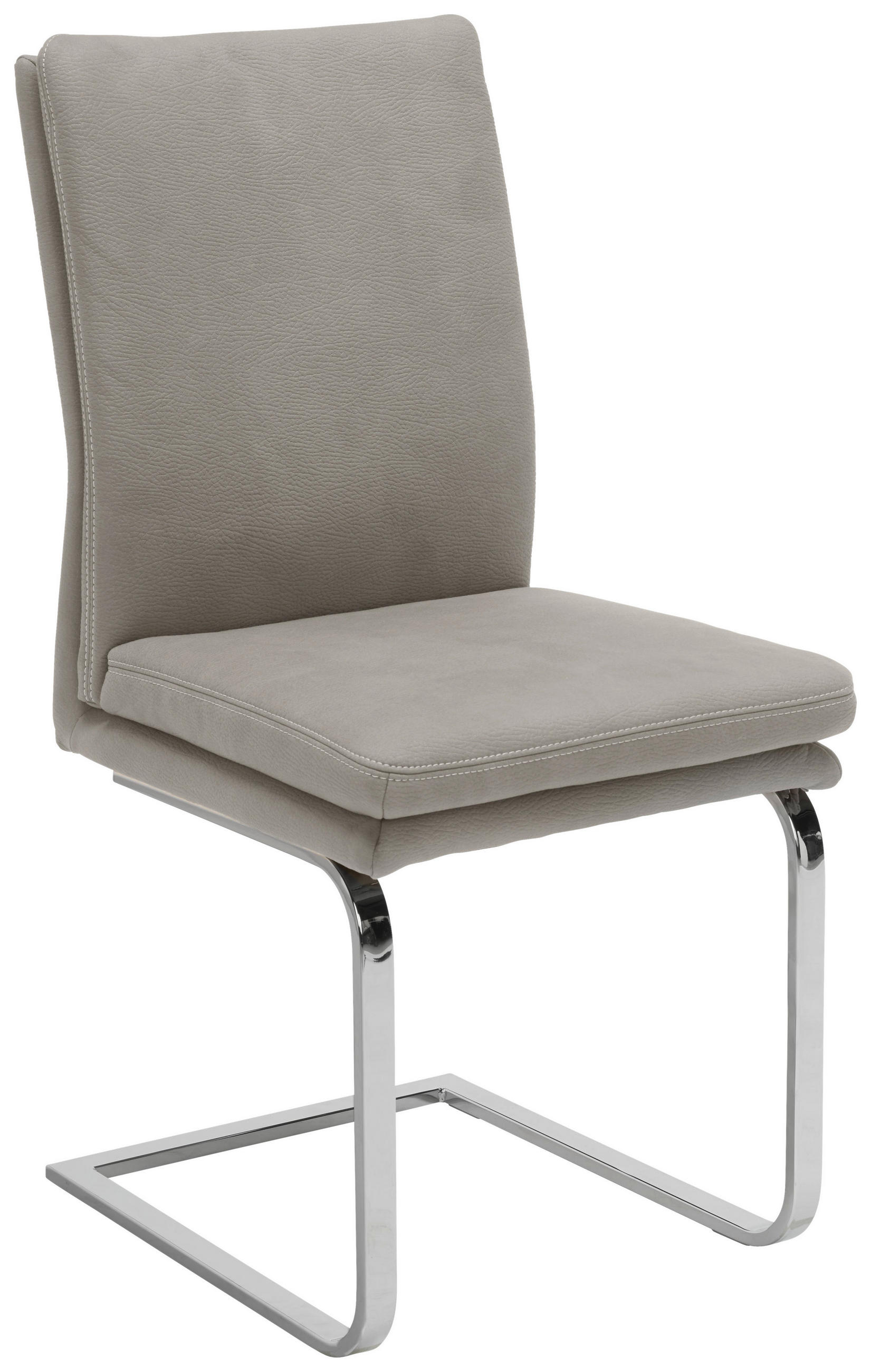 SCHWINGSTUHL  in Stahl Mikrofaser  - Chromfarben/Ecru, Design, Textil/Metall (47/100/64cm) - Novel