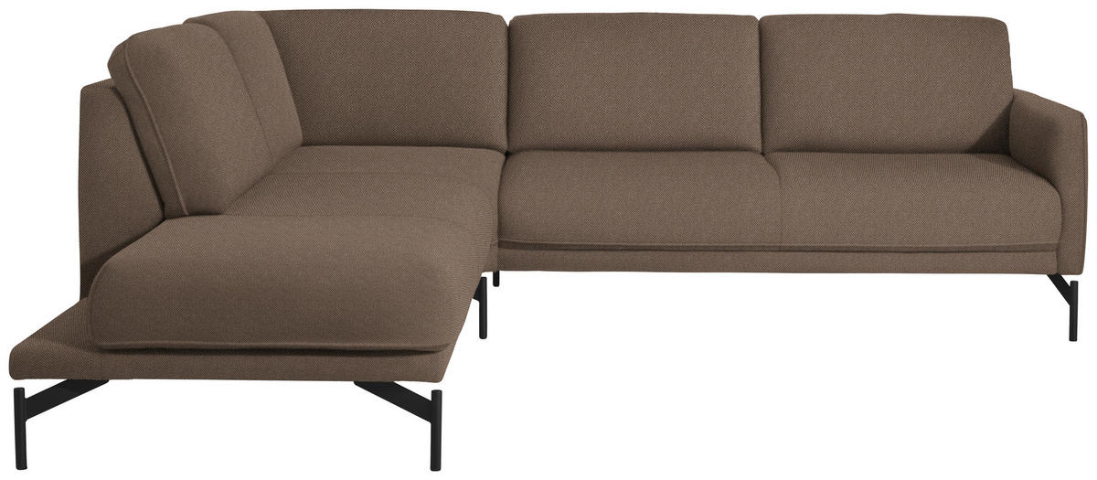 ECKSOFA in Flachgewebe Braun  - Anthrazit/Braun, Design, Textil/Metall (230/254cm) - Johann Jakob