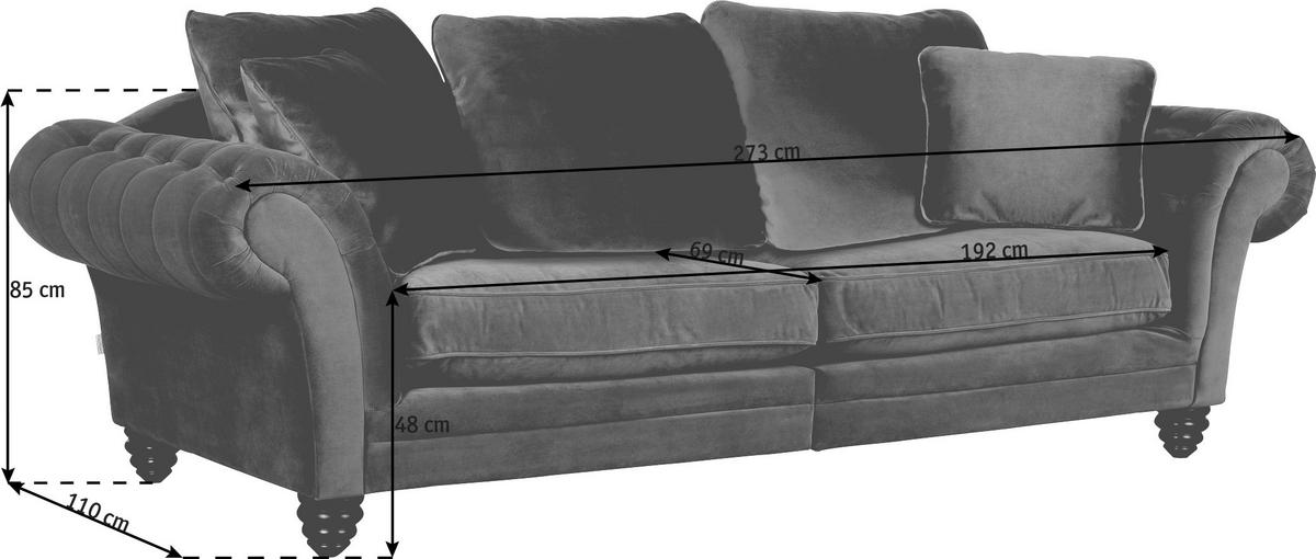 MEGASOFA in Samt Grün  - Dunkelbraun/Grün, Design, Holz/Textil (273/85/110cm) - Ambia Home