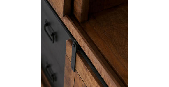 HIGHBOARD  in 95/145/45 cm  - Schwarz/Naturfarben, ROMANTIK / LANDHAUS, Holz/Metall (95/145/45cm) - Landscape