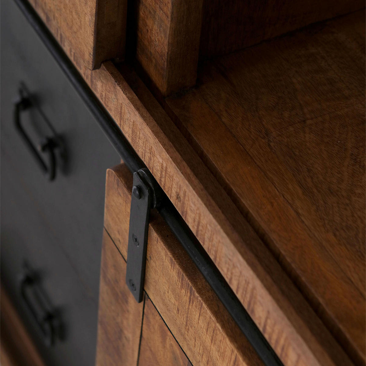 HIGHBOARD  in 95/145/45 cm  - Schwarz/Naturfarben, ROMANTIK / LANDHAUS, Holz/Metall (95/145/45cm) - Landscape