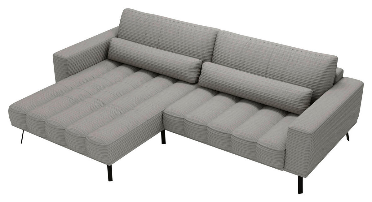 ECKSOFA in Cord Grau  204/291 cm  - Schwarz/Grau, Design, Textil/Metall (204/291cm) - Lomoco