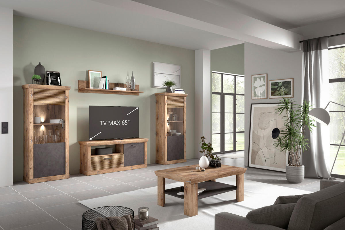 OBÝVACIA STENA, antracitová, farba duba - čierna/farba duba, Konventionell, kompozitné drevo/plast (332/180/40cm) - Livetastic