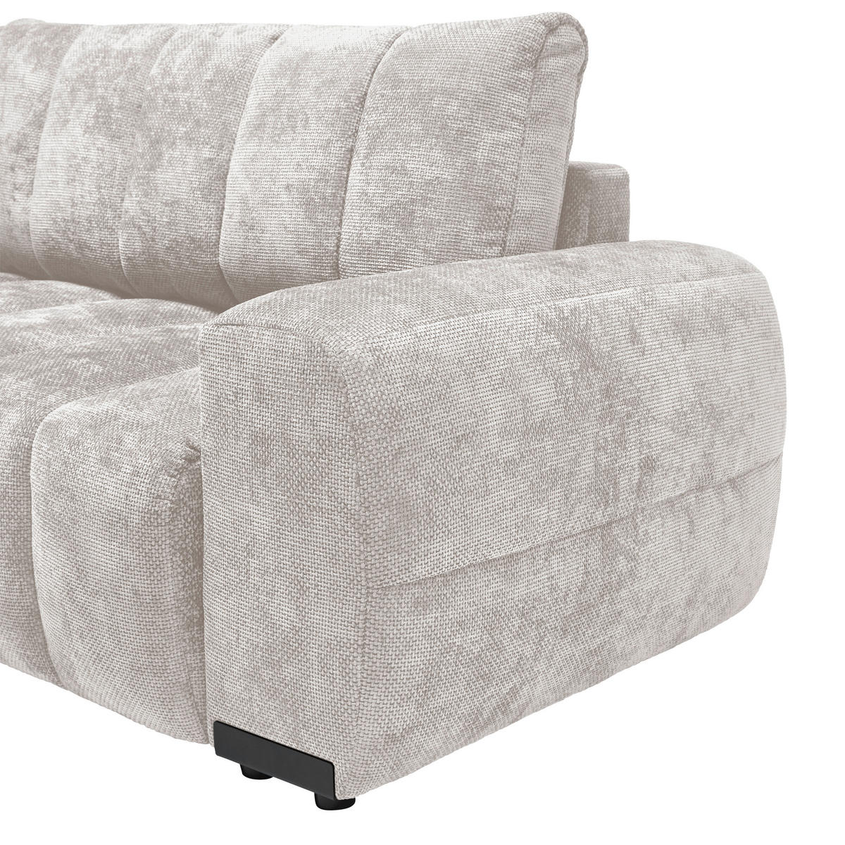 ECKSOFA Flachgewebe Creme  - Schwarz Hochglanz/Creme, Modern, Textil/Metall (166/93/273cm) - MID.YOU