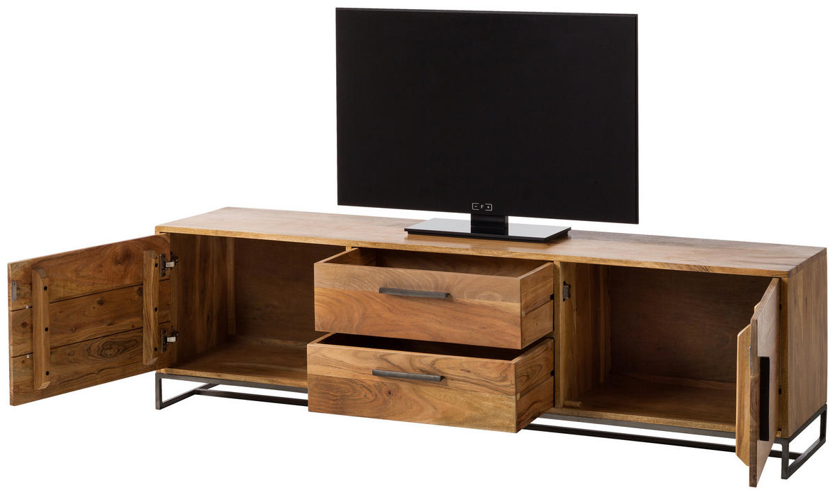 LOWBOARD  in 175/50/40 cm  - Schwarz/Akaziefarben, Design, Holz/Metall (175/50/40cm) - home24