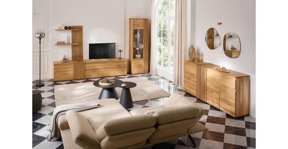 LOWBOARD  248,8/55,3/44 cm 2 Schublade(n) stehend, Beimöbel erhältlich  - Eichefarben/Schwarz, Natur, Holz (248,8/55,3/44cm) - Linea Natura