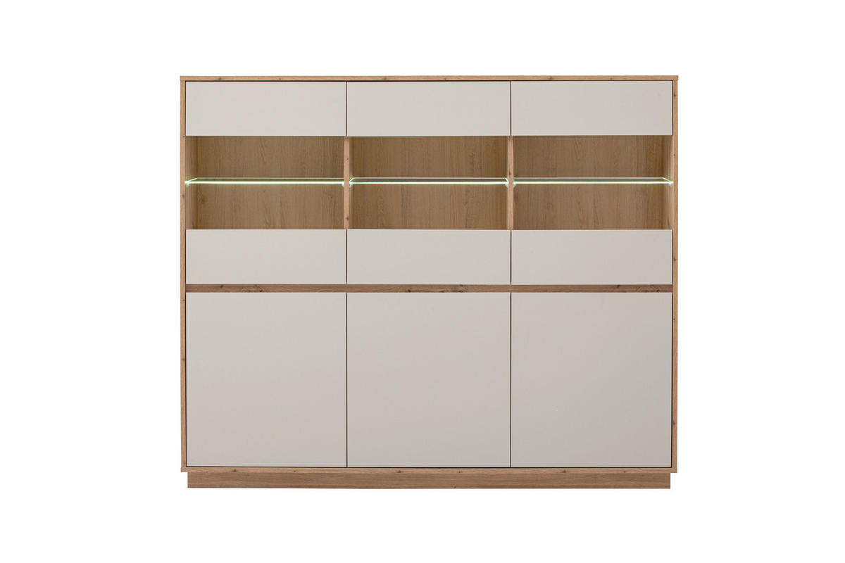 HIGHBOARD , 164/138/40 cm,  - Kaschmir/Eiche Artisan, Design, Glas/Holzwerkstoff (164/138/40cm) - MID.YOU