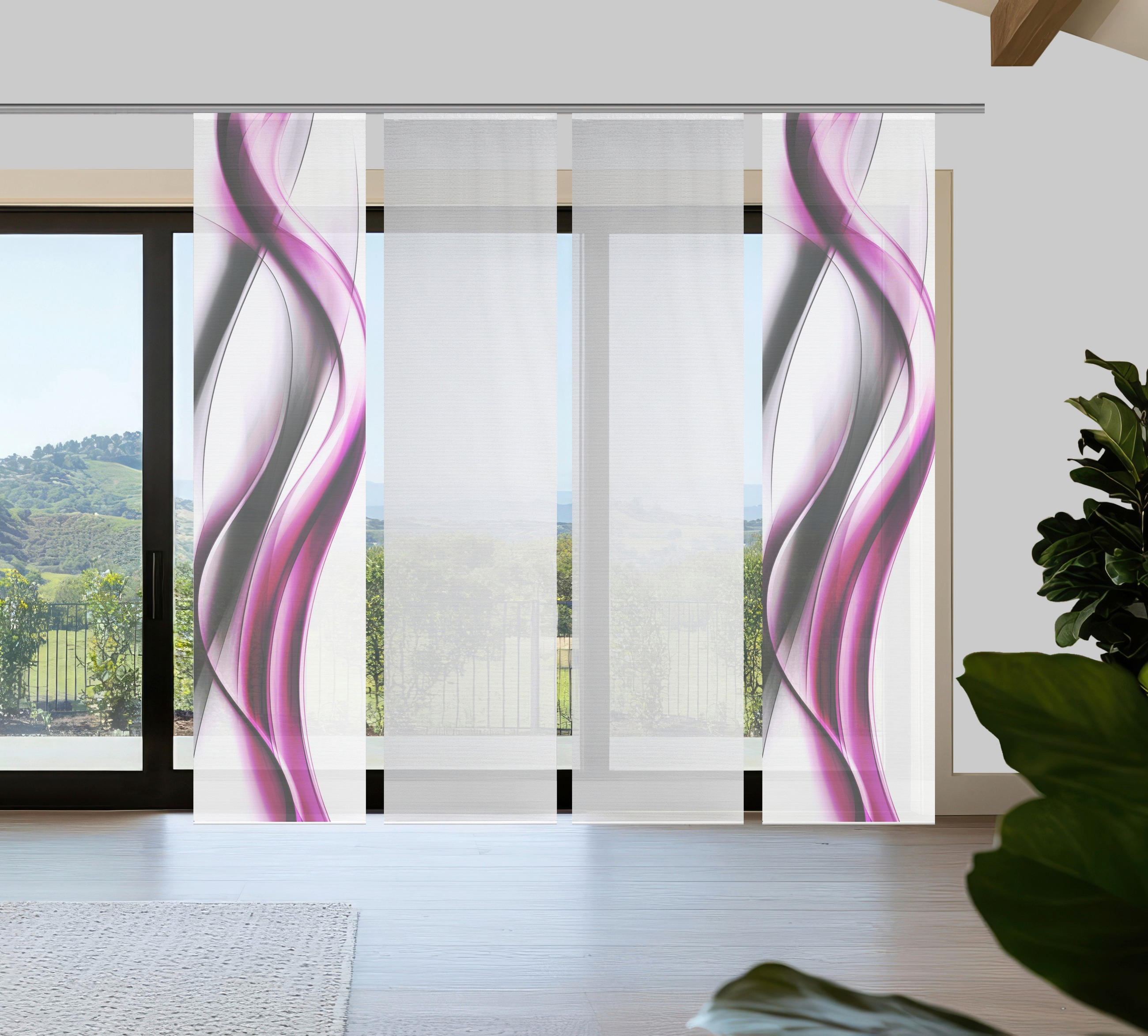 FLÄCHENVORHANG  4 Stück  blickdicht  60/260 cm   - Pink/Weiß, Design, Textil (60/260cm)
