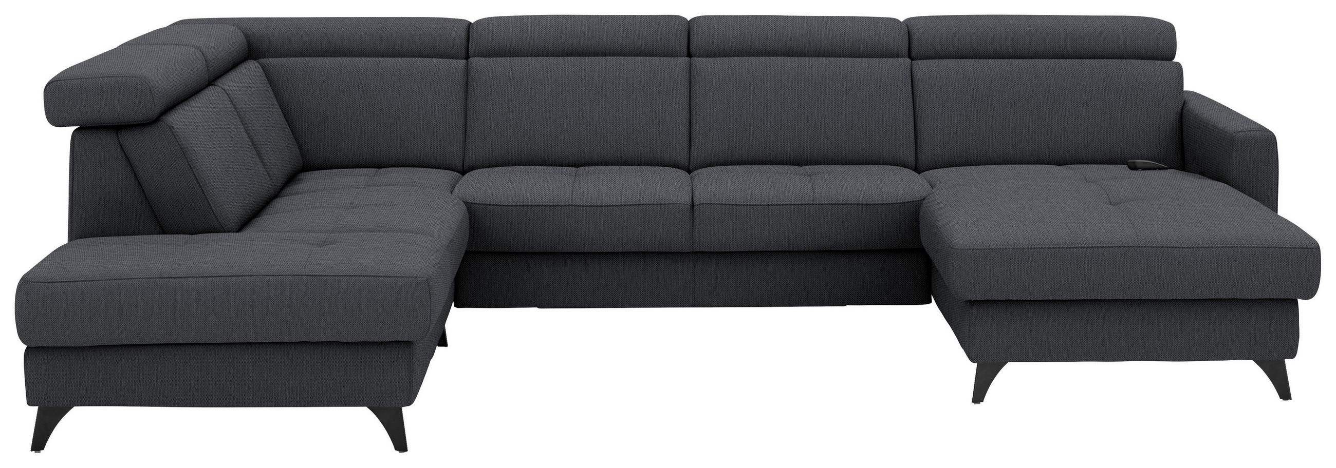 WOHNLANDSCHAFT Flachgewebe Anthrazit  - Anthrazit/Schwarz, Konventionell, Textil/Metall (215/333/174cm) - Beldomo System